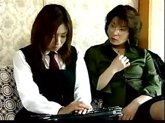 Japanese mature babe having lesbian fun with young girl